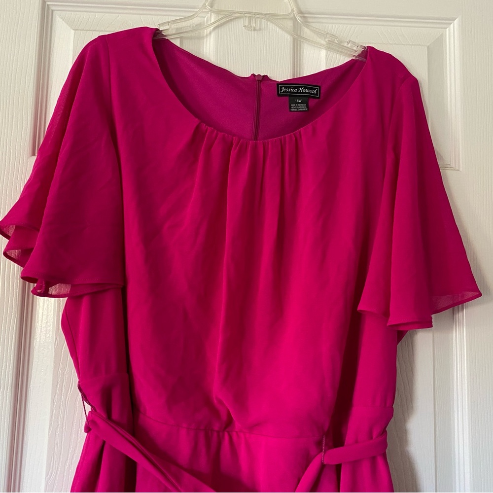 Jessica Howard Pink Ruffled Wrap Midi Dress - Picture 3 of 8